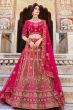 Magenta Pink Velvet Embroidered Lehanga Choli