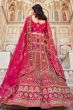 Magenta Pink Velvet Embroidered Lehanga Choli