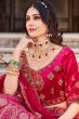 Magenta Pink Velvet Embroidered Lehanga Choli