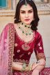 Maroon Velvet Embroidered Lehanga Choli