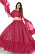 Deep Pink Party Wear Lehenga Choli With Sequins Work