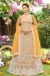 Orange Net Embroidered Lehanga Choli