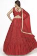 Red Party Wear Lehenga Choli With Sequins Work