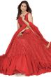 Bright Red Party Wear Lehenga Choli With Sequins Work
