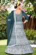 Blue Net Embroidered Lehanga Choli