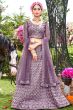 Dusty Purple Net Sequins Work Lehanga Choli with Heavy Embroidery