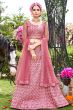 Pink Net Sequins Work Lehanga Choli with Heavy Embroidery