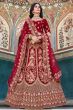 Red Velvet Embroidered Lehanga Choli