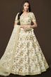 Cream Silk Sequins Work Lehanga Choli