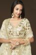 Cream Silk Sequins Work Lehanga Choli