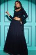Navy Blue Sequins Embellished Georgette Lehenga Choli