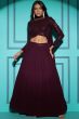 Wine Sequins Embellished Georgette Lehenga Choli