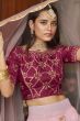 Baby Pink Embroidered Flared Net Lehenga