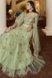 Mint Green Embroidered Flared Net Lehenga