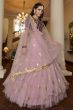 Pastel Pink Embroidered Flared Net Lehenga