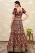 Wine Dori Embroidered Velvet Lehenga Set