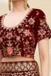 Wine Dori Embroidered Velvet Lehenga Set