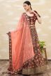 Wine Dori Embroidered Velvet Lehenga Set