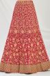 Red Dori Embroidered Velvet Lehenga Set