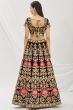 Dark Maroon Dori Embroidered Velvet Lehenga Set