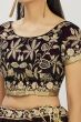 Dark Maroon Dori Embroidered Velvet Lehenga Set