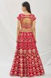 Cherry Red Sequins Embroidered Velvet Lehenga Set