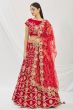 Cherry Red Sequins Embroidered Velvet Lehenga Set