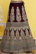 Wine Maroon Embroidered A Line Lehenga