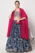 Blue Printed Flared Style Lehenga Set