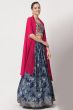 Blue Printed Flared Style Lehenga Set