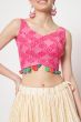 Cream Beige Printed Flared Style Lehenga Set