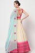 Cream Beige Printed Flared Style Lehenga Set