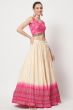 Cream Beige Printed Flared Style Lehenga Set