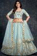 Powder Blue Embroidered Silk Lehenga