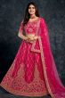 Cerise Pink Embroidered Silk Lehenga