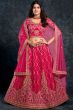 Cerise Pink Embroidered Silk Lehenga