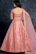 Peach Embroidered Silk Lehenga