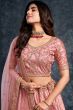 Peach Embroidered Silk Lehenga