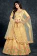  Pale Yellow Floral Embroidered Silk Lehenga