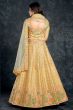  Pale Yellow Floral Embroidered Silk Lehenga