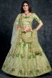 Pistachio Green Embroidered Silk Lehenga