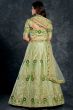 Pistachio Green Embroidered Silk Lehenga