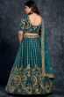 Teal Blue Embroidered Designer Silk Lehenga