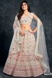 Off White Embroidered Silk Lehenga