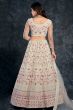 Off White Embroidered Silk Lehenga