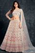 Off White Embroidered Silk Lehenga