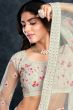 Off White Embroidered Silk Lehenga