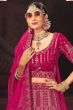 Rani Pink Embroidered Velvet Lehenga