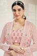 Creamy Pink Embroidered Georgette Lehenga