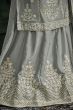 Greenish Grey Chinnon Long Choli Lehenga